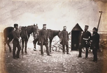 Major General Robert Garrett and officers of his staff, from an album of 52 photographs associated with the Crimean War